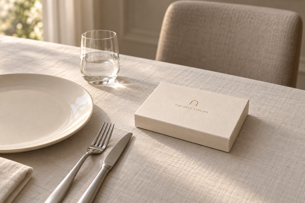 The Date Atelier gifts at an elegant event table